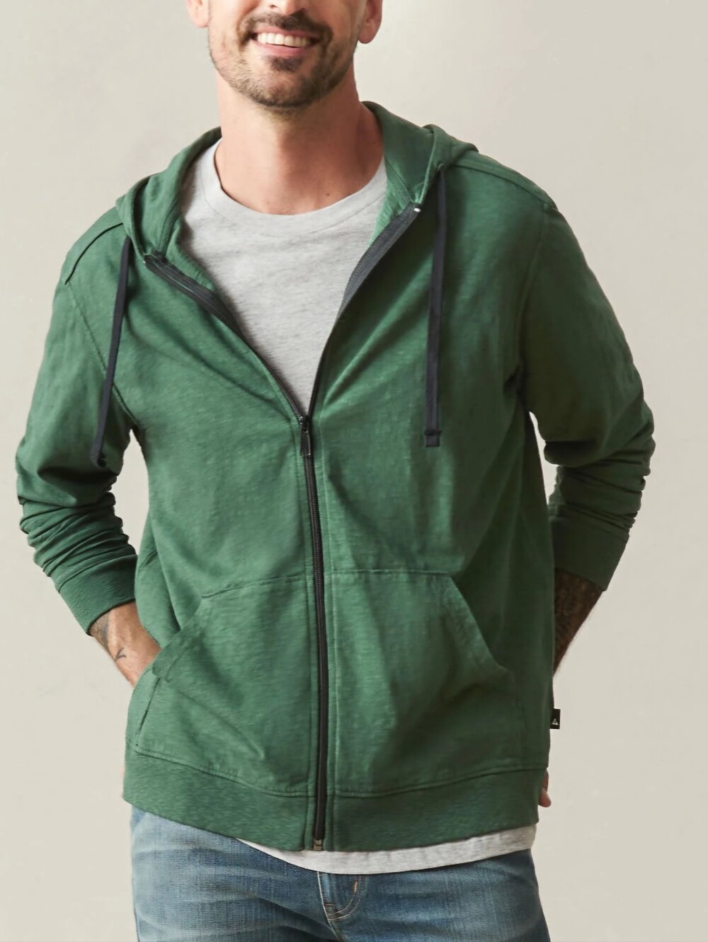 American Giant Lightweight Hoodie Men's Small Green Full Zip Sweatshirt NWOT
